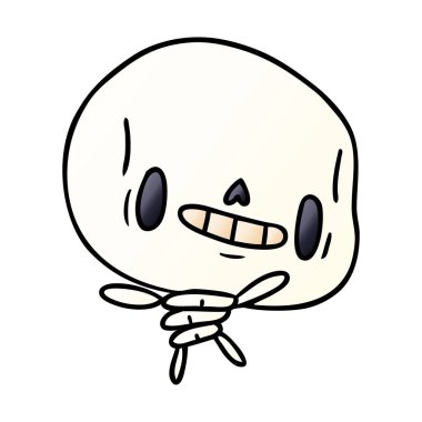 Degrade çizgi film kawaii şirin ölü iskelet 