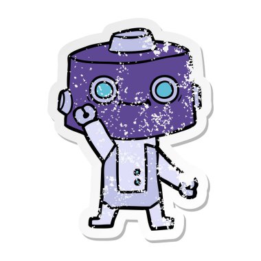 bir çizgi film robot sıkıntılı etiket