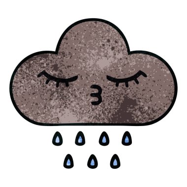Retro grunge doku karikatür fırtına yağmur bulutu