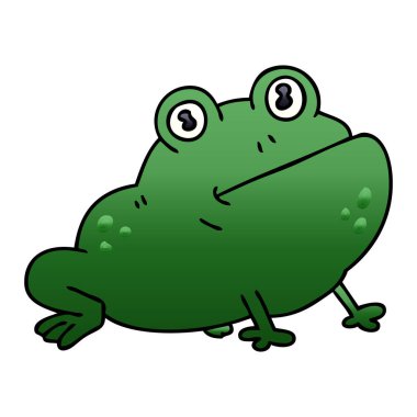 Degrade gölgeli ilginç karikatür kurbağa