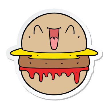 etiket bir karikatür mutlu Burger
