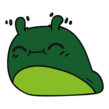 mutlu kawaii slug serbest çizilmiş karikatür