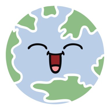 planet Earth düz renk retro çizgi film