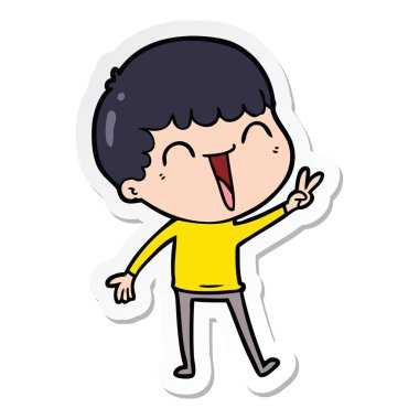 etiket karikatür mutlu bir adamın