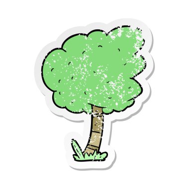 bir çizgi film ağacının sıkıntılı etiket