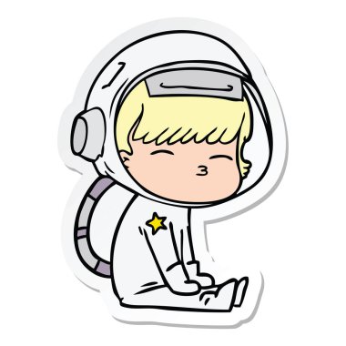 bir çizgi film meraklı astronotun etiket