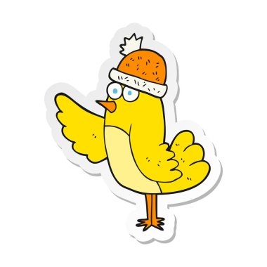şapka giyen bir karikatür kuş Sticker