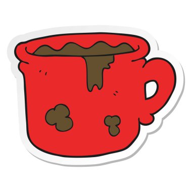 etiket bir çizgi film eski kahve Kupası