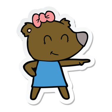 bir kadın ayı çizgi film etiketi