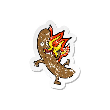 bir deli çizgi film sosis Retro sıkıntılı etiket