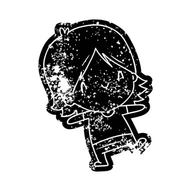 Grunge simgesi bir şirin kawaii kız