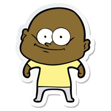 etiket bakarak bir karikatür kel adam