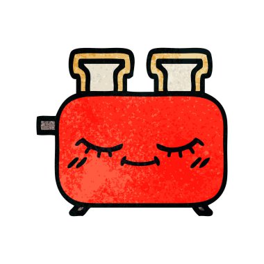 Retro grunge doku karikatür bir ekmek kızartma makinesi,