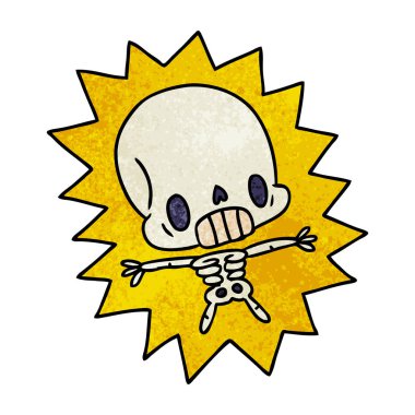 dokulu karikatür kawaii çarpılan iskelet