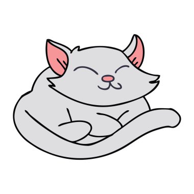 ilginç el çizilmiş karikatür kedi