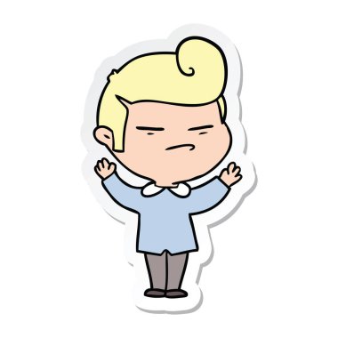 etiket moda saçları olan bir çizgi film serin adam kesmek