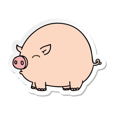 ilginç bir el etiket karikatür domuz çizilmiş