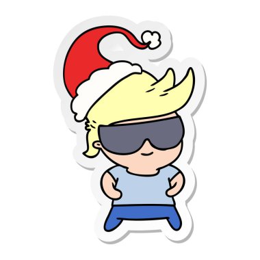 Noel etiket karikatür kawaii çocuğun el çekilmiş