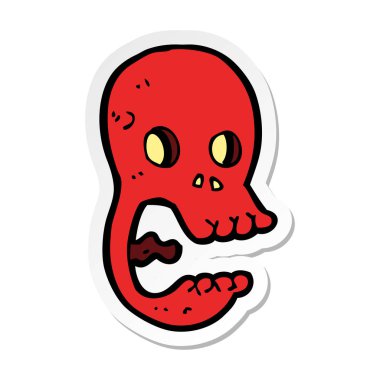 komik karikatür kafatası etiket