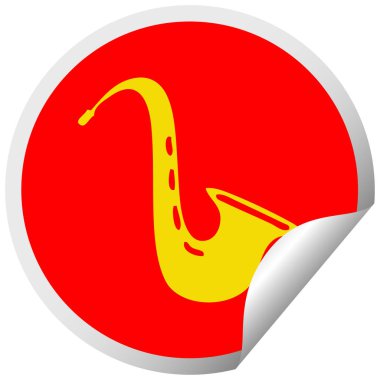 müzikal bir saksafon dairesel peeling etiket karikatür