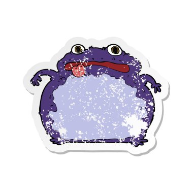 Retro sıkıntılı etiket bir karikatür komik kurbağa