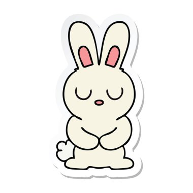 ilginç bir el etiket karikatür tavşan çizilmiş