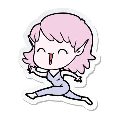 bir çizgi film elf Girl etiketi