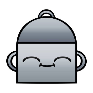 bir tencereye degrade gölgeli karikatür