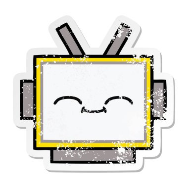 sevimli çizgi robot baş sıkıntılı etiket