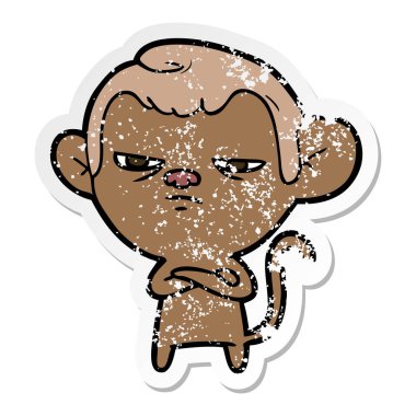 bir karikatür maymun sıkıntılı etiket