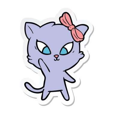 etiket bir karikatür kedi