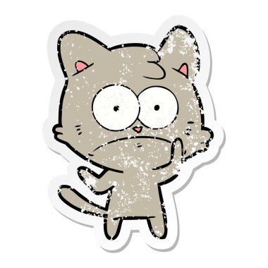 bir çizgi film gergin kedi sıkıntılı etiket