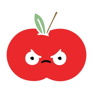düz renk retro karikatür bir Kırmızı elma