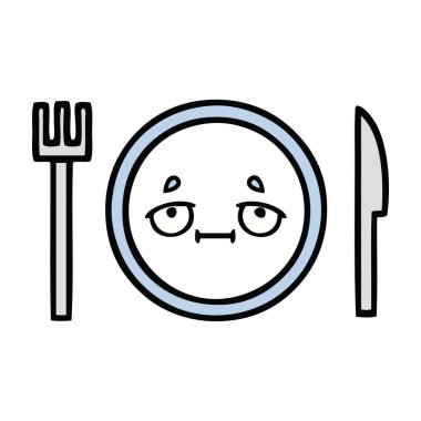 sevimli çizgi bir yemek tabağı