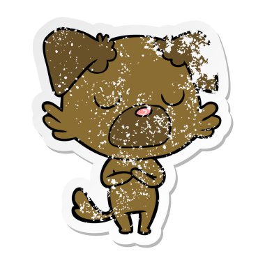 sıkıntılı etiket bir karikatür köpek