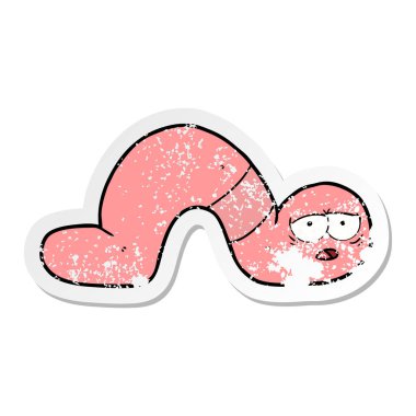 bir çizgi film yorgun solucanın sıkıntılı etiket