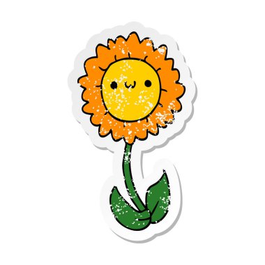 bir çizgi film çiçek sıkıntılı etiket