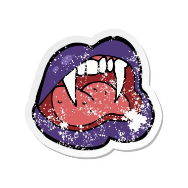 bir çizgi film vampir dudak Retro sıkıntılı etiket