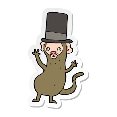 silindir şapkalı bir karikatür maymun etiket