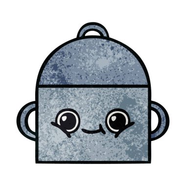 retro grunge doku karikatür pot pişirme