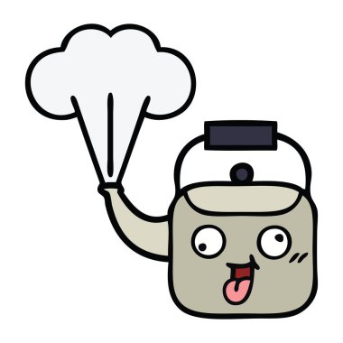 sevimli çizgi buharlı su ısıtıcısı