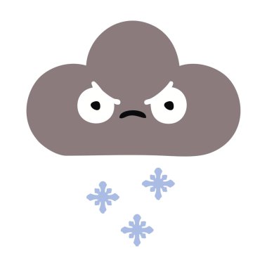 düz renk retro karikatür fırtına kar bulutu