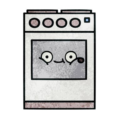 Retro grunge doku karikatür mutfak fırın