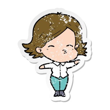 bir çizgi film kadının sıkıntılı etiket