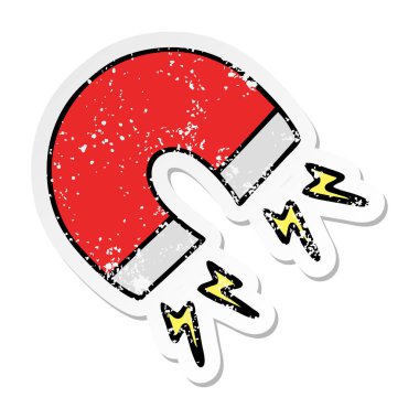 sevimli çizgi mıknatıs sıkıntılı etiket