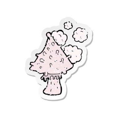 bir çizgi film mantar Retro sıkıntılı etiket