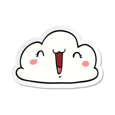 sevimli çizgi bulut etiket