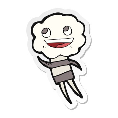 bir çizgi film sevimli bulut baş yaratığın etiket