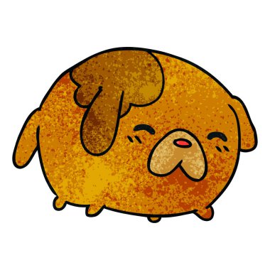 şirin kawaii köpek serbest el çekilmiş dokulu çizgi film