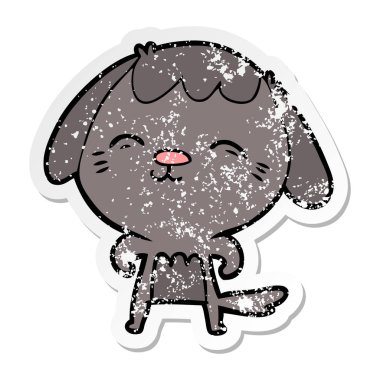 bir mutlu karikatür köpek sıkıntılı etiket